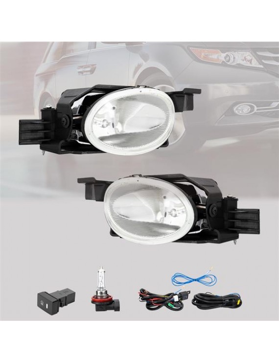 Pair of Front Fog Light Lamps clear lens H11 Bulbs fits 14-16 Honda Odyssey