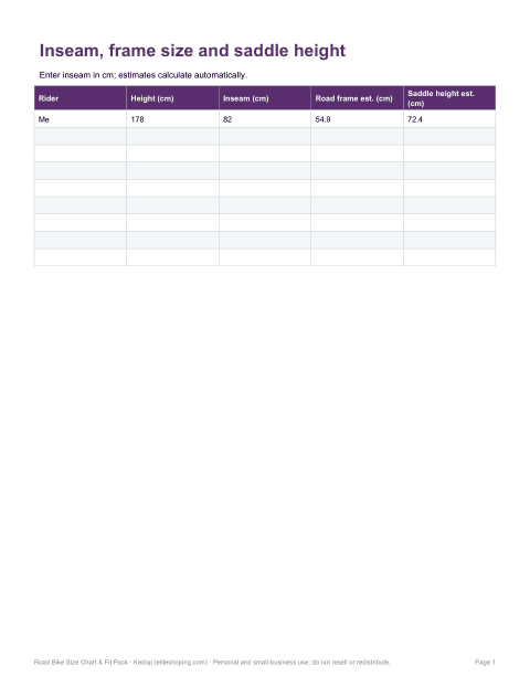 Preview of the first page of Measurement worksheet (XLSX)